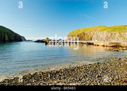 North Harbour avec du gravier de Fair Isle, Shetland, Écosse, Royaume-Uni, Europe Banque D'Images