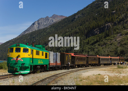 Quartier historique de White Pass & Yukon Route Railway train station, Bennett, le col Chilkoot, piste, Territoire du Yukon, Colo. Banque D'Images