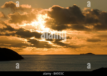 Coucher de soleil sur Abereiddy dans l'ouest du pays de Galles Pembrokeshire Banque D'Images