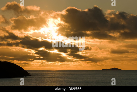 Coucher de soleil sur Abereiddy dans l'ouest du pays de Galles Pembrokeshire Banque D'Images