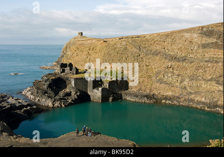 Le Blue Lagoon à Abereiddy dans l'ouest du pays de Galles Pembrokeshire Banque D'Images