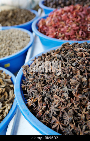 Les épices dans un magasin d'épices à Kumily, Kerala, Inde. Banque D'Images