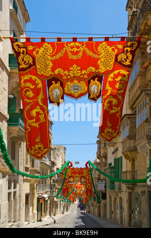 Rue commerçante de La Valette, Malte, Europe Banque D'Images