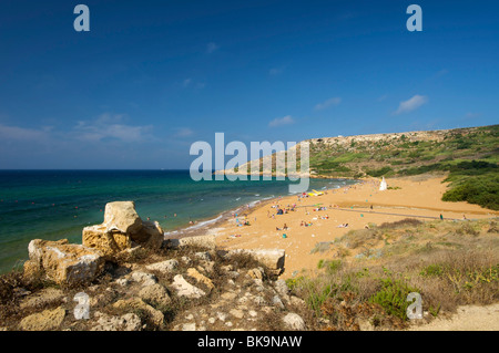 Ramla Bay sur l'île de Gozo, Malte, Europe Banque D'Images