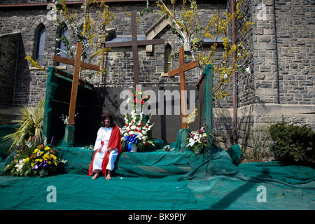 Jésus reposant à sainte fête de Pâques ou le Vendredi Saint Procession défilé,'' de la Petite Italie, Toronto,Ontario,Canada,Amérique du Nord Banque D'Images