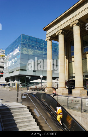 Place du château avec Kunstmuseum et Konigsbau, Stuttgart, Bade-Wurtemberg, Allemagne Banque D'Images