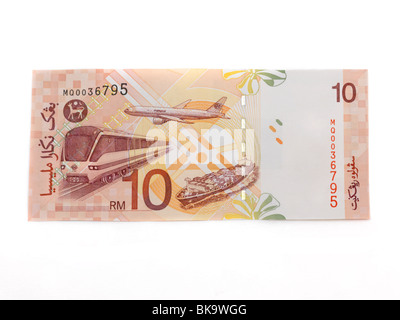 Billet de 10 Ringgit malaisien Banque D'Images