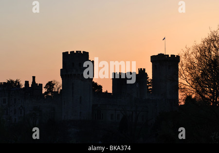Le Château de Warwick au coucher du soleil, Warwickshire, England, UK Banque D'Images