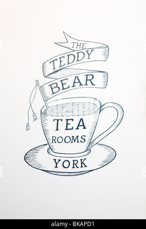Ours Tea Rooms Sign in York Yorkshire UK Stonegate Banque D'Images