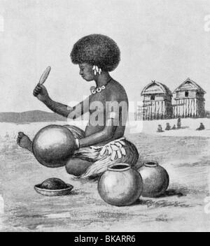 Géographie / voyages, Papouasie-Nouvelle-Guinée, peuple, potter, après dessin d'Otto Finsch, vers 1885, Banque D'Images