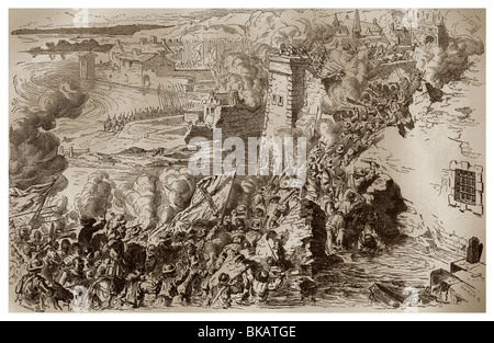 En septembre 1590, l'assaut de Lagny par Alexandre Farnèse pour fournir de nouvelles quantités avec la ville de Paris. Banque D'Images