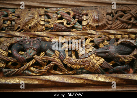 Les sculptures sur bois sur le jubé de l'église St Buryan à Cornwall en Angleterre Banque D'Images