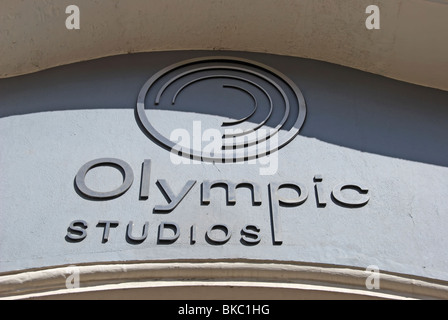 Nom et logo d'olympic studios, dans Barnes le sud-ouest de Londres, en Angleterre, un studio d'enregistrement de 1960 à 2009 Banque D'Images