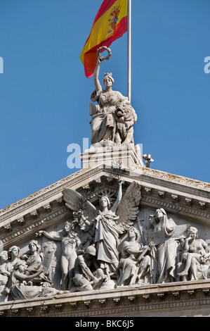 Biblioteca Nacional 'Bibliothèque nationale d'Espagne à Madrid, le Paseo de Recoletos. Banque D'Images