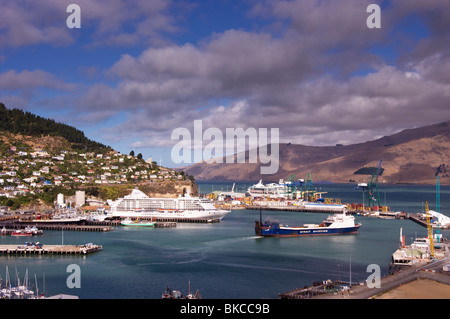 Vue sur le port intérieur à Lyttelton, Nouvelle-Zélande Banque D'Images