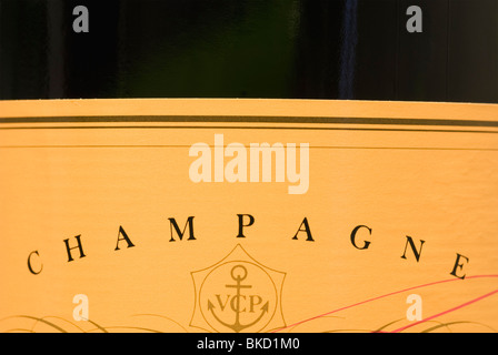 Bouteille de champagne label close up Banque D'Images