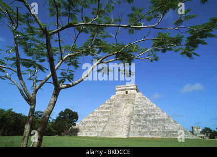 Le Mexique, Chichen Itza, El Castillo ou Kukulcan Banque D'Images