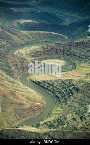 Le Canyon de la rivière Grande Ronde, affluent de la rivière Snake, près de Clarkston, Antenne de Washington Banque D'Images