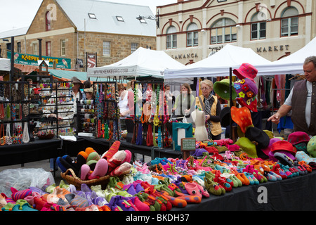 Slipper et Hat Stand, marché le samedi, Salamanca Place, Hobart, Tasmanie, Australie Banque D'Images