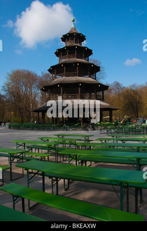 Dans la pagode chinoise Englischer Garten (jardin de la bière, Munich, Allemagne Banque D'Images