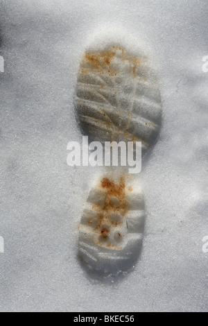 Sol de neige blanc hiver empreinte de démarrage unique Banque D'Images