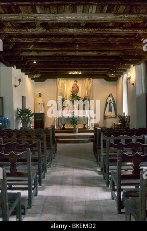 À l'intérieur de l'église Mission Espada à San Antonio, Texas, USA Banque D'Images