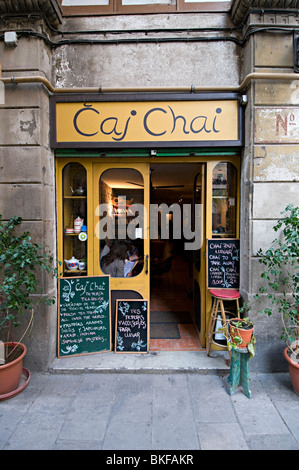 Caj chai Barcelone salon de thé dans la vieille ville Banque D'Images