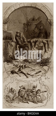 Depuis 14 ans, Gilles de Retz enfants enlevés pour les tuer et de les utiliser dans des rituels magiques dans son château de Chantocé. Banque D'Images