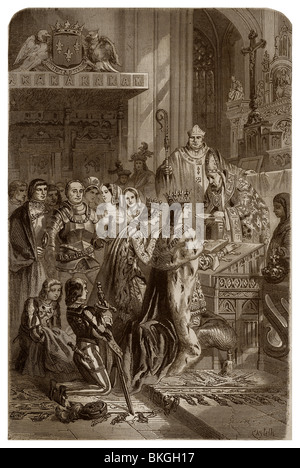 Le 6 décembre 1491, Charles VIII de France épouse Anne de Bretagne au château de Langeais. Banque D'Images