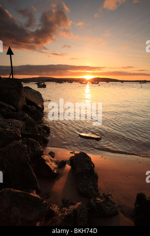 Vu de l'estuaire Exe Shelly beach, Exmouth, Devon, England, UK Banque D'Images