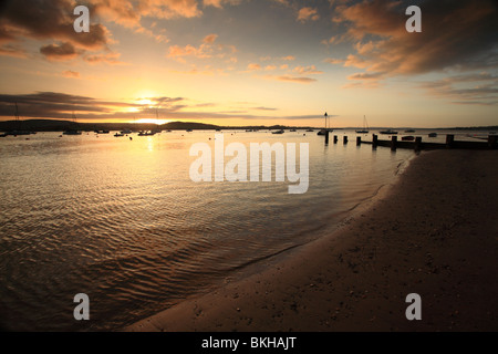 Vu de l'estuaire Exe Shelly beach, Exmouth, Devon, England, UK Banque D'Images