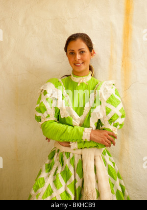 Guadalajara, Mexique, Charro femme Olga Senorita Zermeno en costume traditionnel au Club Lienzo Charro, Jalisco Banque D'Images