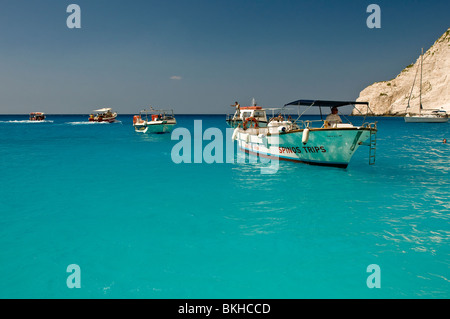 La belle plage ' l'épave de Navagio' / à l'île de Zakynthos, îles Ioniennes, Grèce, excursions en bateau Banque D'Images