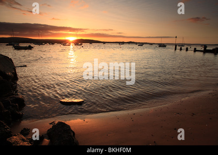 Vu de l'estuaire Exe Shelly beach, Exmouth, Devon, England, UK Banque D'Images