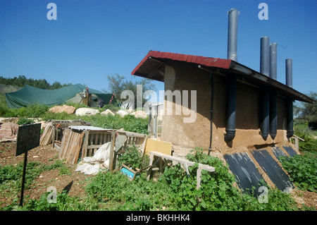 Israël, ferme écologique, Orgamic toilettes. Les déchets sont recyclés en compost Banque D'Images