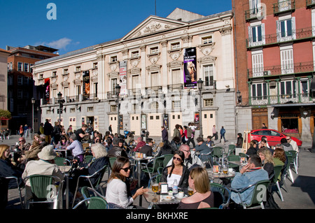 Theatre Plaza de Santa Ana Madrid Espagne cafe pub bar town Banque D'Images