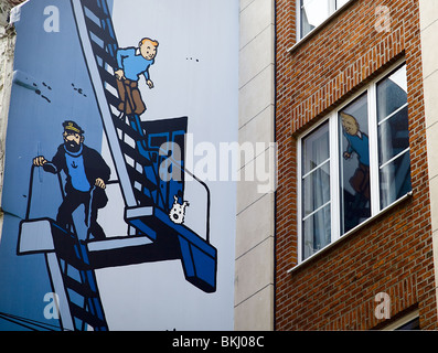 Tintin en peinture murale. Bruxelles. Belgique Banque D'Images