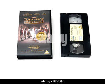 Cassette vidéo et plastique cas de la folie du roi George Banque D'Images