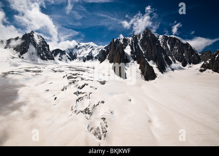 Voir à partir de la télécabine Panoramic Mont-Blanc, dans les Alpes, France. Banque D'Images