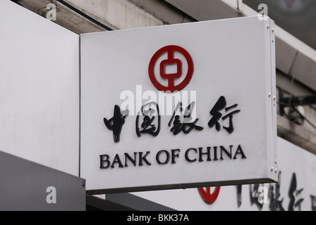 Banque de Chine signe, Chinatown, Londres, Angleterre, Royaume-Uni Banque D'Images