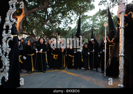 Semana Santa en procession de la Semaine Sainte. Malaga. L'Andalousie. Province de Málaga. Espagne Banque D'Images