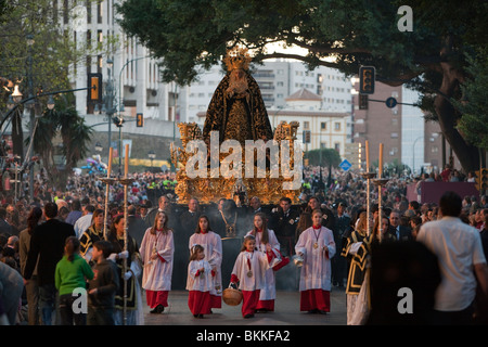 Semana Santa en procession de la Semaine Sainte. Malaga. L'Andalousie. Province de Málaga. Espagne Banque D'Images