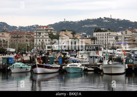 Les bateaux de pêche et chalutiers amarrés dans le port, cannes,france,europe Banque D'Images