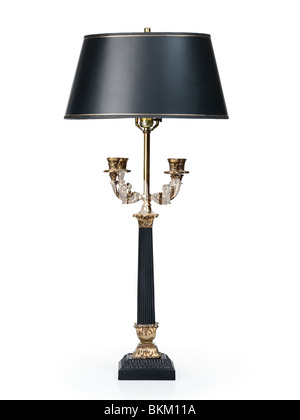 Mobilier de bureau lampe avec abat-jour noir isolé sur fond blanc Banque D'Images