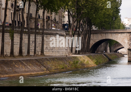 Ile de Saint Louis vue sur la Seine depuis le pont de Sully, Paris, France Banque D'Images