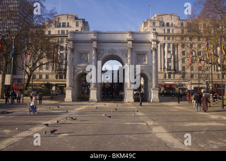 Marble Arch, Oxford Street, Londres, Angleterre. Banque D'Images