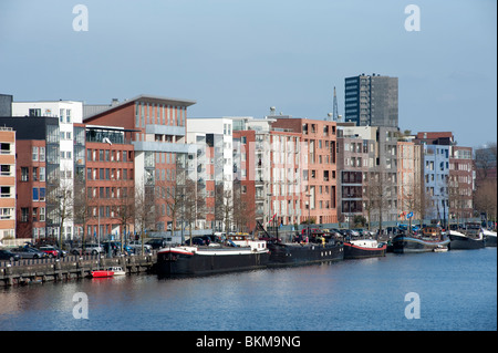 Appartement moderne dans les bâtiments de l'île de Java, à Amsterdam aux Pays-Bas Banque D'Images