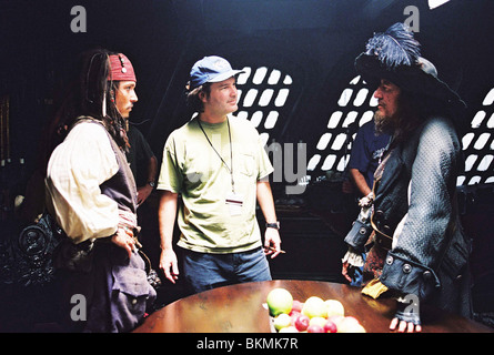 Tournage O/S 'PIRATES DES CARAÏBES : LA MALÉDICTION DU BLACK PEARL" (2003) avec Johnny Depp, Gore Verbinski (DIR), Geoffrey Banque D'Images