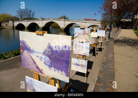 Art / peinture de Richmond Bridge en vente par un artiste qui propose également des leçons de paysage amateur des peintres. Richmond. UK. Banque D'Images