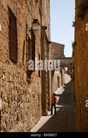 Calles en el centro histórico rues monumental centre historique de Cáceres, Extremadura, Espagne Banque D'Images